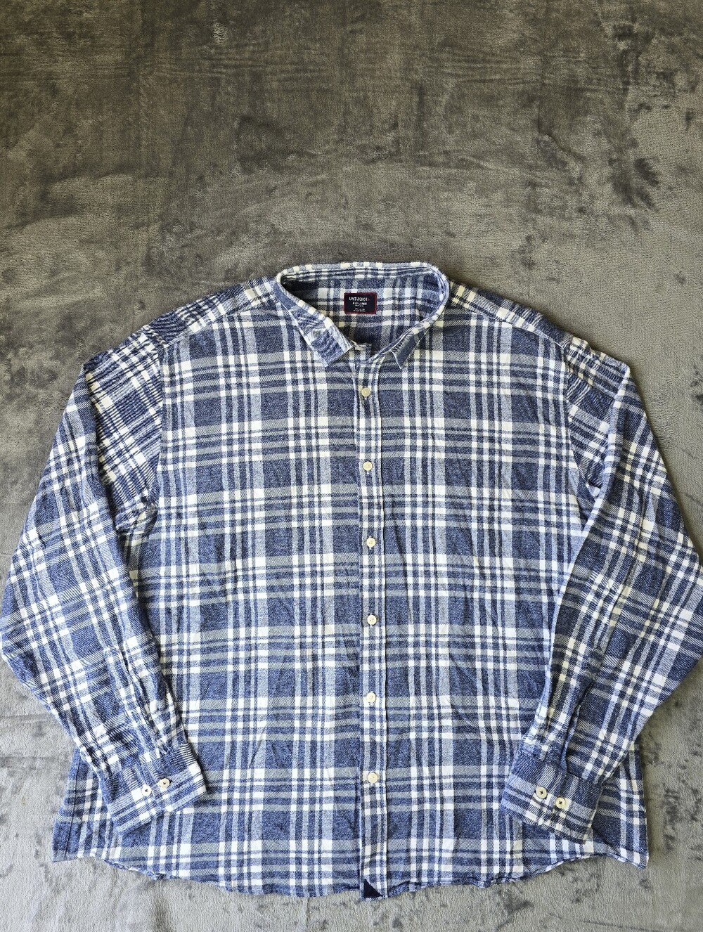 Untuckit Morenillo Blue Plaid Flannel Button Up Shirt Size 3XL